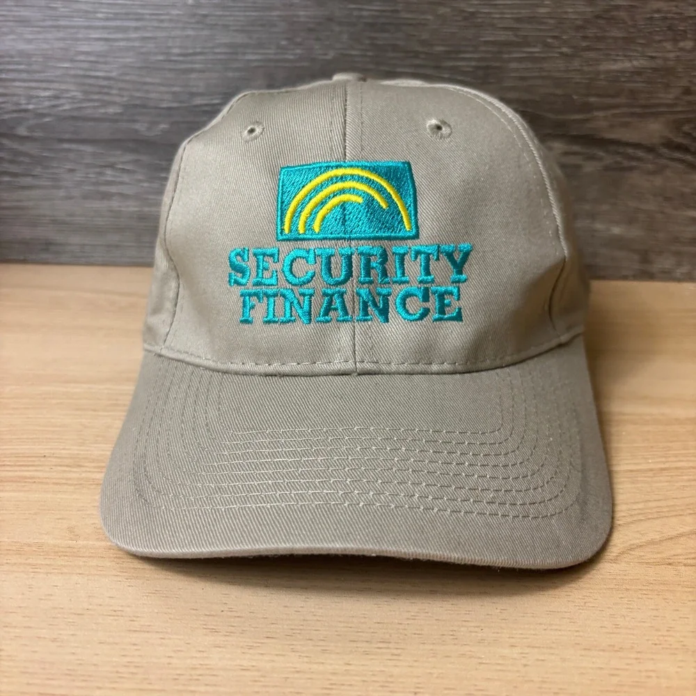 Security Finance Hat‎ Cap Strap Back Beige Brown Adjustable